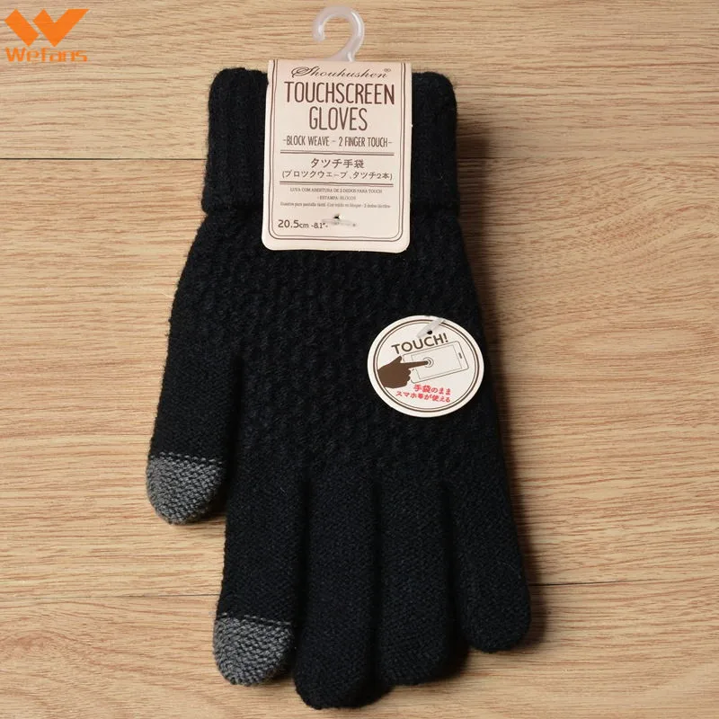 
Wefans winter cashmere glove women Winter Keep Warm Knitted Gloves five finger mobile phone touch screen Gloves 