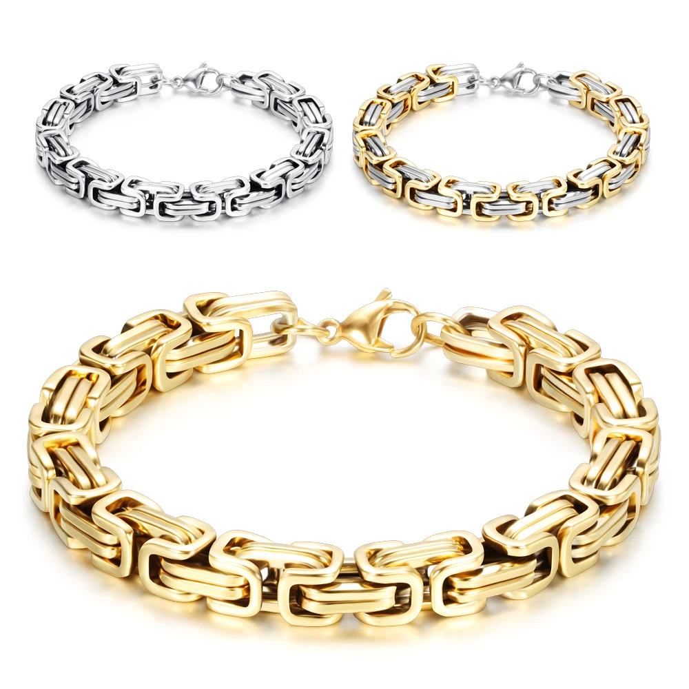 

Zhongzhe Jewelry Trendy Stainless Steel Braided Chain Mens Byzantine Chain Bracelet, OEM/ODM Accept, Silver/black/gold