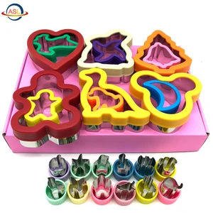 Image of 24 PCS Colorful Sandwich Cutter Cake Mold Bread Biscuit Cookie Cutter Set Stainless Steel Crust Cake Cutter Mould Kit for Kids