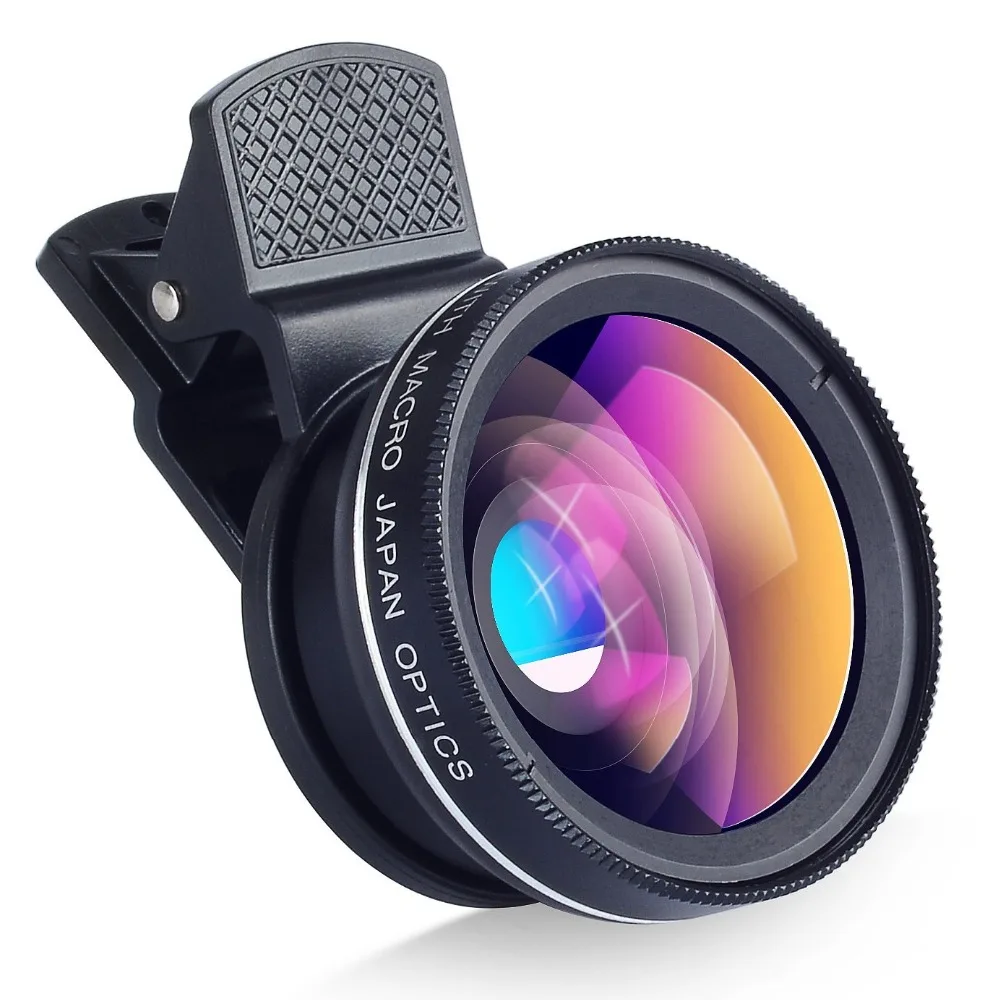 

Camera Lens Pro : Macro Lens & Wide Angle Lens Kit with LED Light, Clip-On Cell Phone Camera Lenses for iPhone