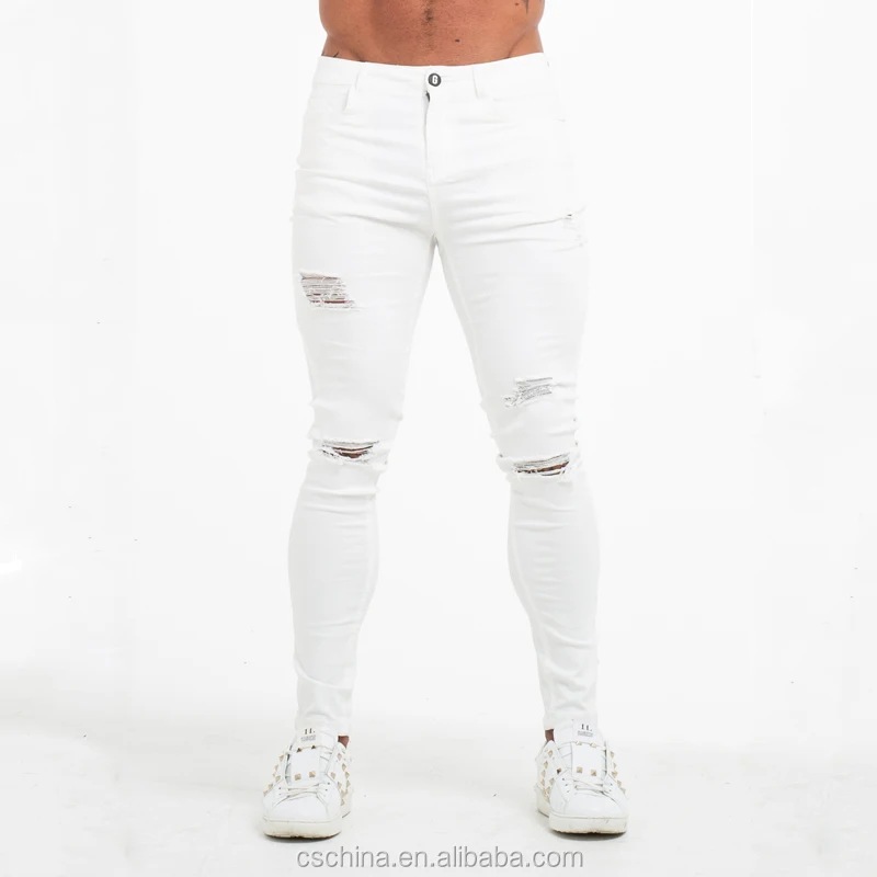 White Jeans Pants Denim Men Slim Fit 
