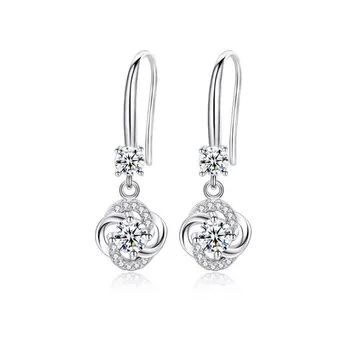 Diamond Hook Earring Fashion 925 Sterling Silver Brilliant Earrings For Women Diamond Hook Earring Fashion 925 Sterling Silver Brilliant Earrings For Women