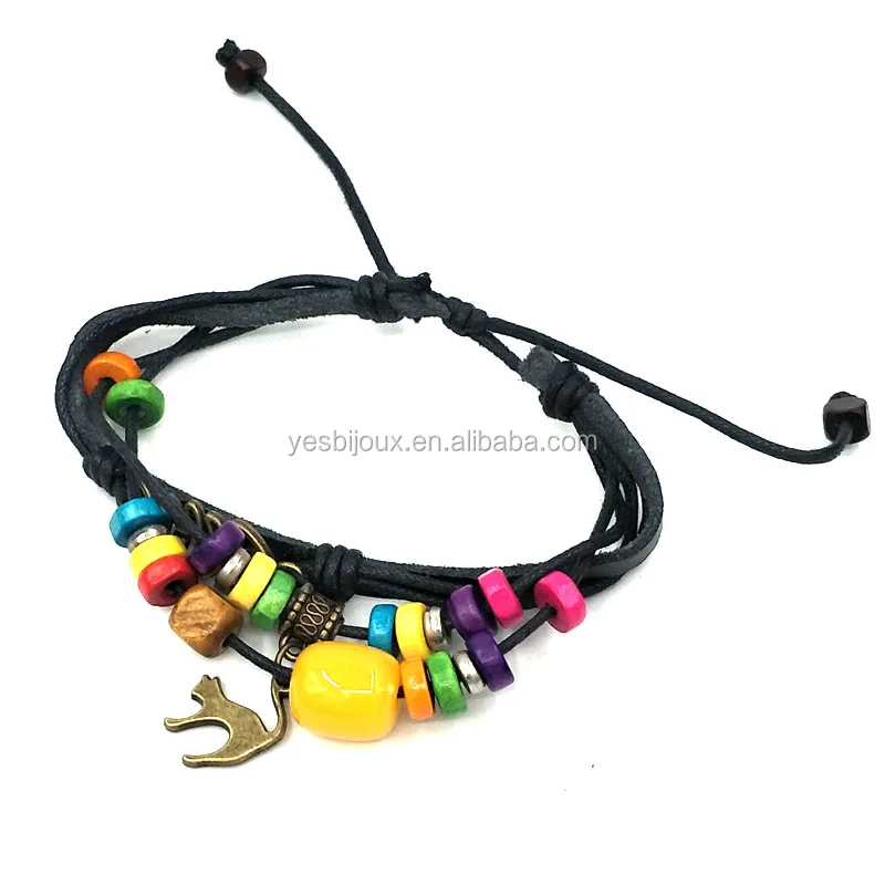 

rope charm bracelet extendable charm jewelry flexible leather bracelet