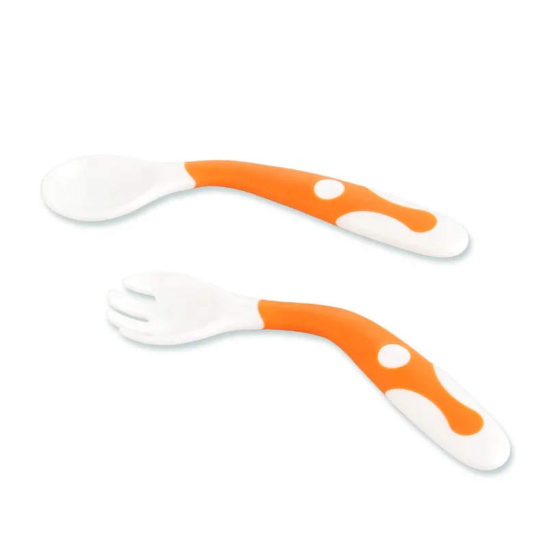 

Baby Utensils Spoon Fork Set with Travel Safe Case Toddler Bendable Soft Perfect Self Feeding Learning Spoons & Fork Set