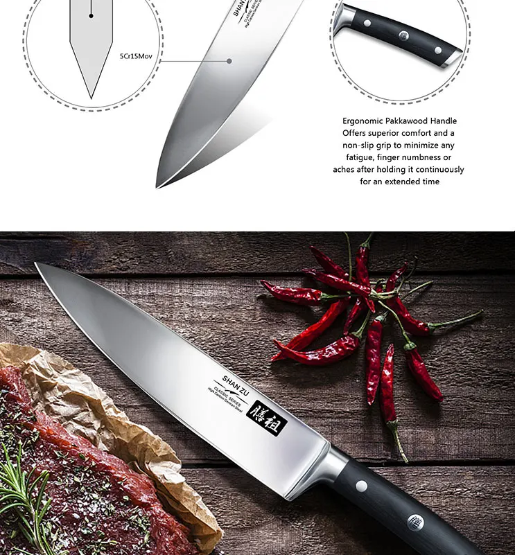 Shan Zu Chef's Knife Professional Kitchen Knife X50crmov15 Stainless