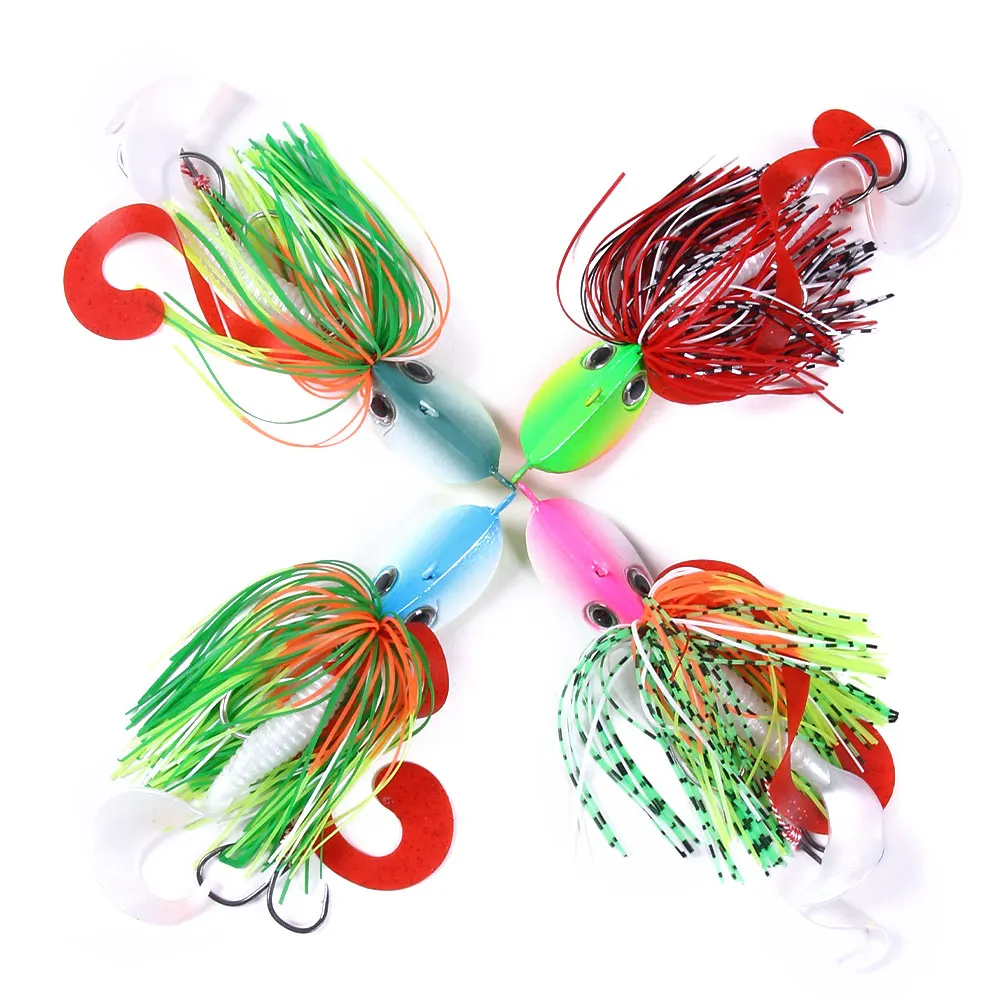 

4 colors 20g metal fishing jigs lure lead head jigs with rubber skirt and soft lure tail spinner & rubber jig, 4 colours available/unpainted/customized