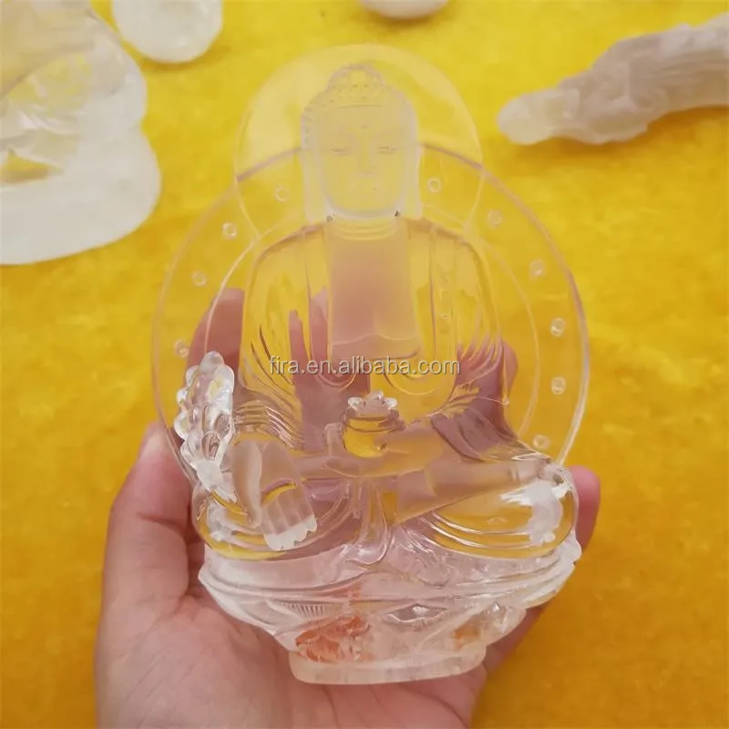 Hand Carved Natural Clear Quartz Crystal Buddha Statues For Home