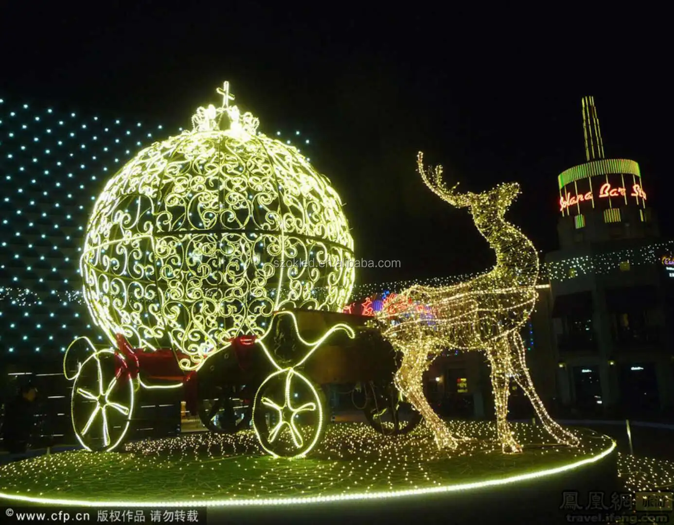 Custom Decor Lighting Christmas Reindeer Santa Sleigh Light Up,Outdoor