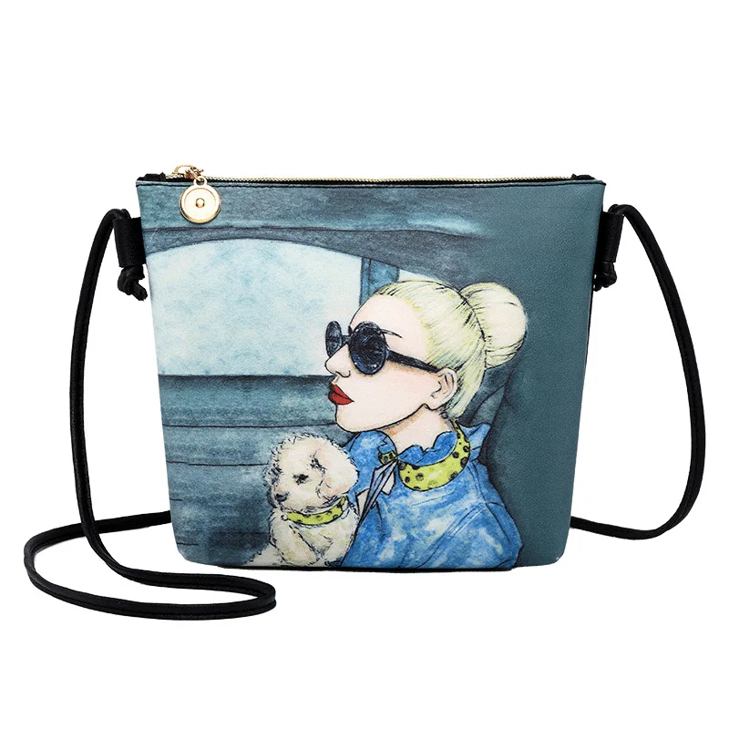 

2019 Wholesale digital printing crossbody bag leather woman shoulder bag