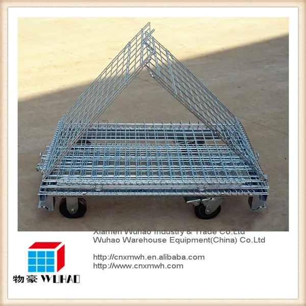 Collapsible stackable wire rolling storage cage