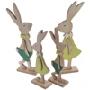 Easter spring lovely painted wooden bunny frog family figurine craft handmade home and garden decoration
