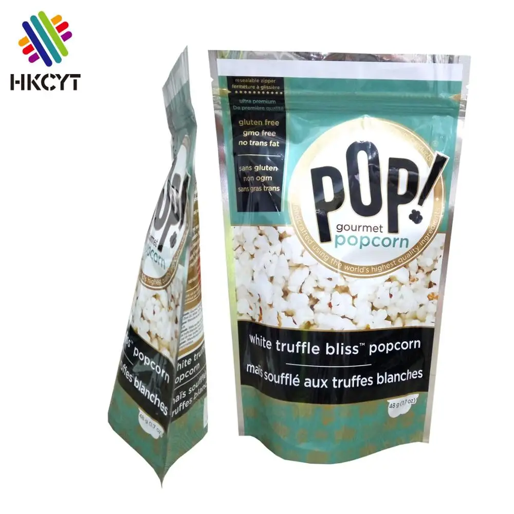 Custom Printed Plastic Aluminum Foil Laminated Mylar Ziplock Bags For Popcorn Packaging Buy