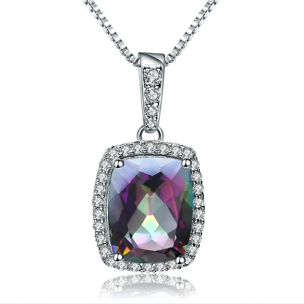 

Abiding wholesale rainbow gemstone 925 sterling silver fashion necklace charm pendant for jewelry making