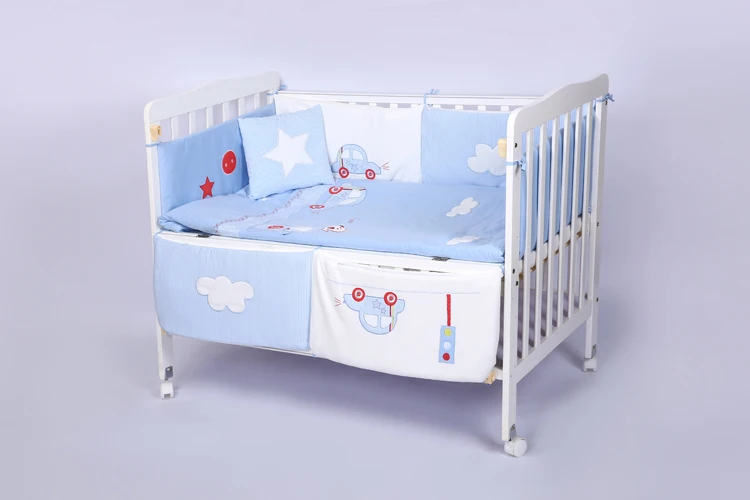 Soft Blue Crib Bedding 100 Cotton Newborn Baby Sleeping Bed Set