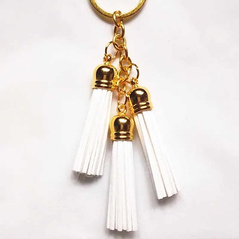 2016 New Arrival Leather Design Superfine Fiber 3 Tassel Keychains