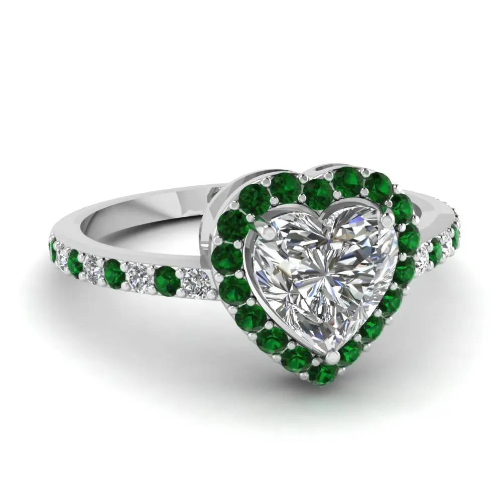 

Vintage Heart Shape Fashion Women Stone Emerald Ring