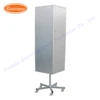 Customized high quality floor standing metal pegboard wire spinner display rack with wheels for retail store