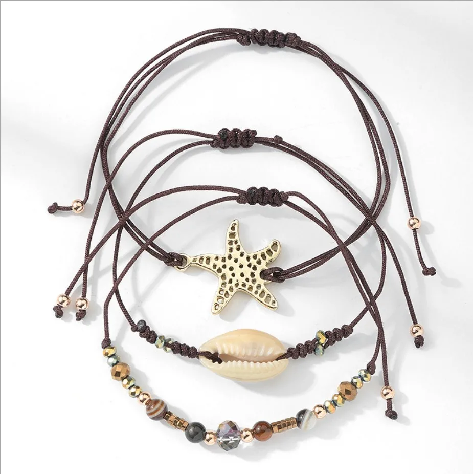 

Fashion Shell Anklet Jewelry Set Boho Beach Layered Rope Bracelet Handmade Pearl Beach Anklet Foot Jewelry Chain for Women Girl, As the picturs