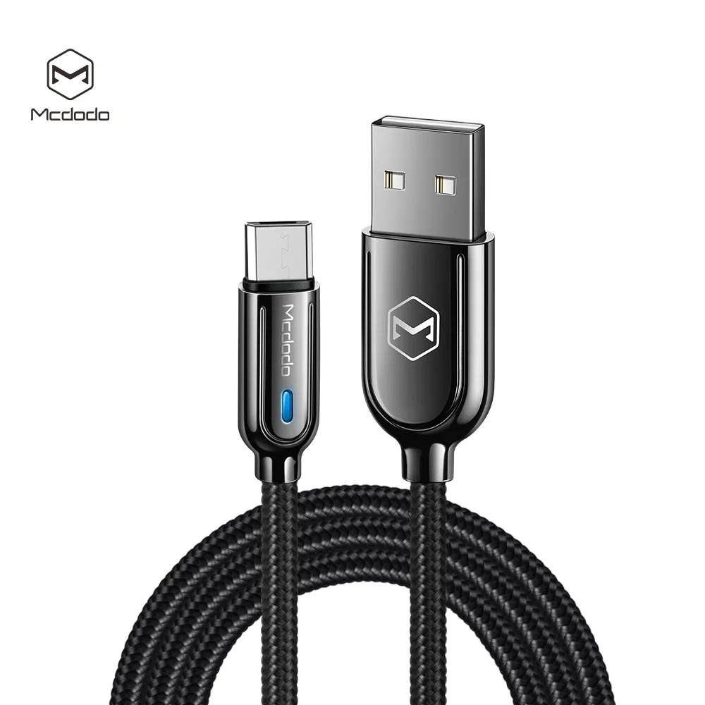 

Mcdodo Nylon Braided Smart Mobile Phone Micro Usb Led Light Zinc Alloy Auto Disconnect Fast Data Usb Charging Cable