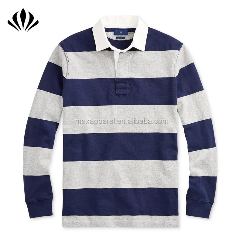 Classic Fit Striped Long Sleeve Polo Shirt