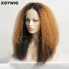 Wholesale 8A celebrity 100% virgin Brazilian human hair ombre two tone color Glueless afro kinky curly lace front wig