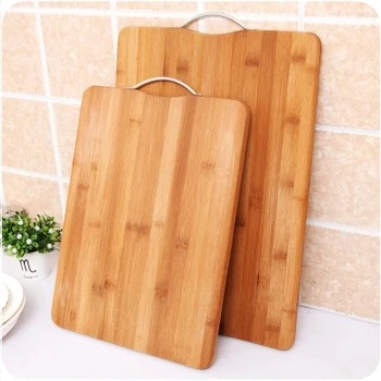 High Quality Bamboo Wood Cutting Board With Metal Handle Rectangular ...