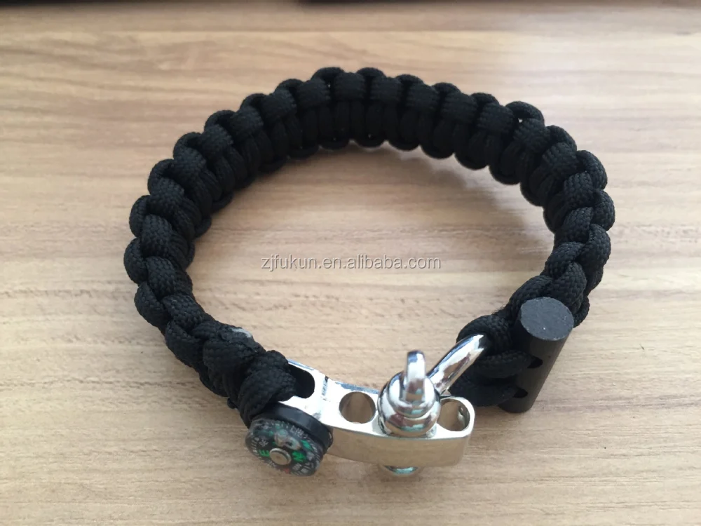 Custom New Design Metal Adjule Shackle With Small Comp Custom New Design Metal Adjule Shackle With Small Comp Paracord Bracelet Flint Fire Starter