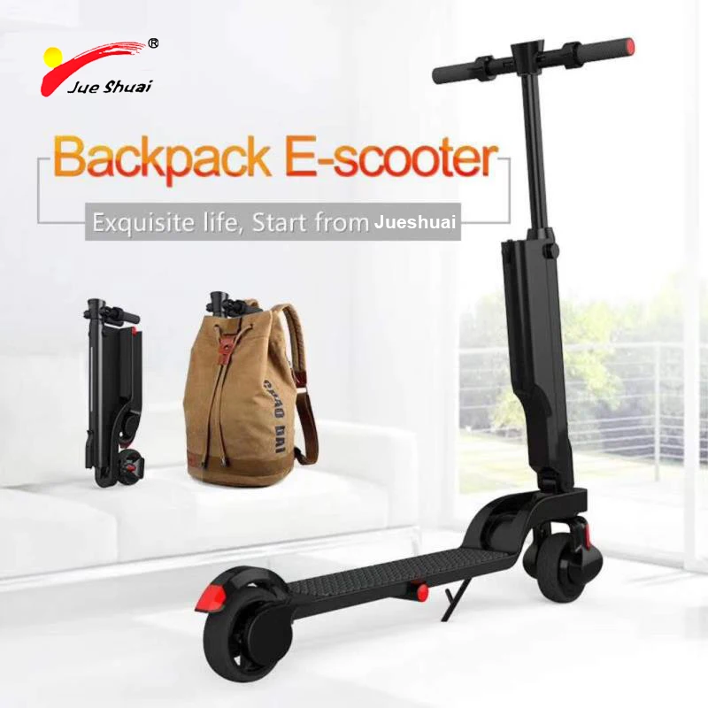 

200W USB Bluetooth E scooter backpack 24V 6AH Folding Electric scooter with Removable battery for Adult Electric Skateboard LCD, White
