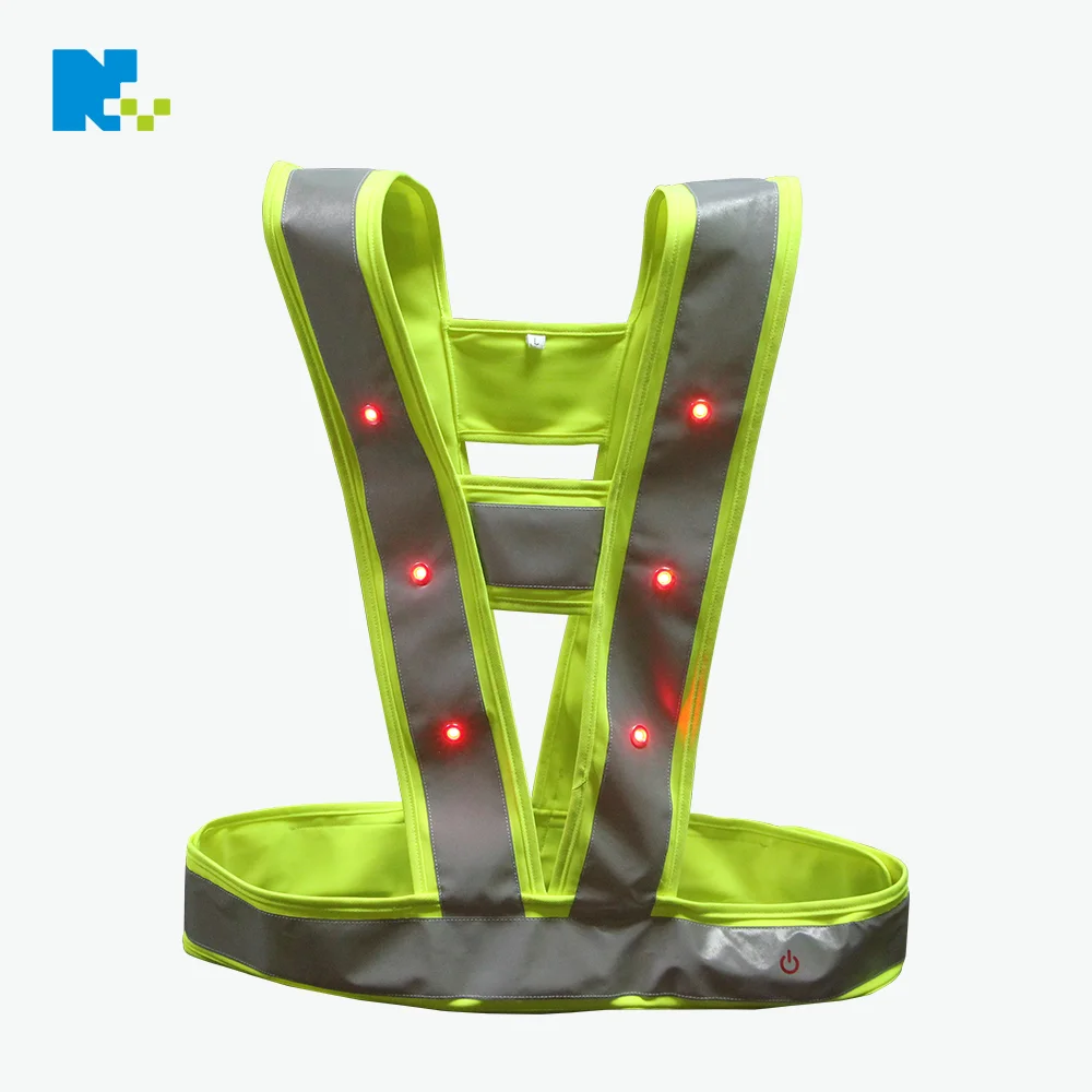 Orange Safety Vest With Zipper Led High Visibility Coal Mining