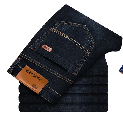 

IN-STOCK 2019 New Men's Fashion Jeans Business Casual Stretch Slim Jeans Classic Trousers Denim Pants Male, Blue