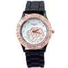 high quality womage brand precise quartz movement luxury round crystal case fashion Peony flower design silicone watch