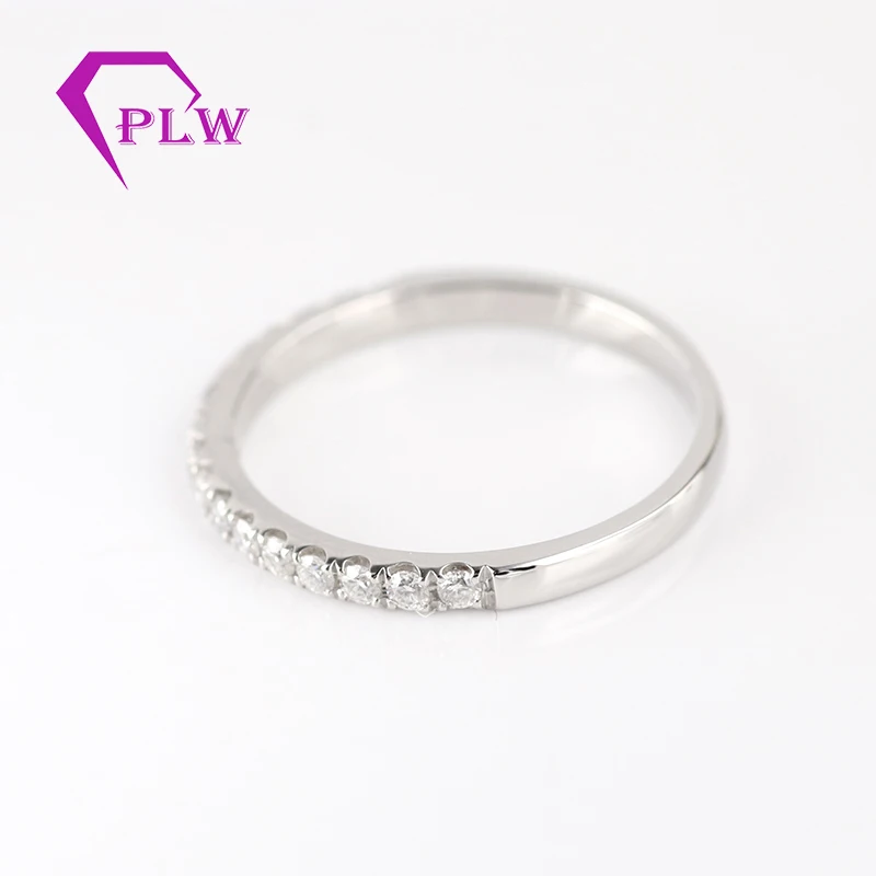 

Thin width 1.8mm half set moissanite diamond eternity ring band for girls