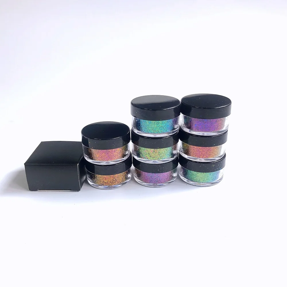 

2019 Hot Chunky Chameleon Powder 8 colors black cap single chameleon pigment powder in Stock, N/a