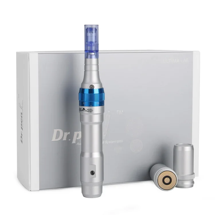 

Hot Selling Microneedle Rechargeable Dr Derma Pen for Skin Rejuvenation, Silver+blue