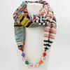Wholesale Stripe Pattern 16 Options Chiffon Beaded Hijab Jewelry Infinity Scarf