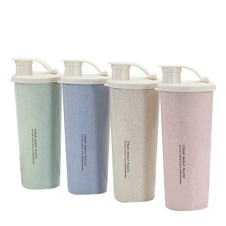 Reusable Wheat Straw Double Wall Empty Plastic Shaker Water Bottles Prices