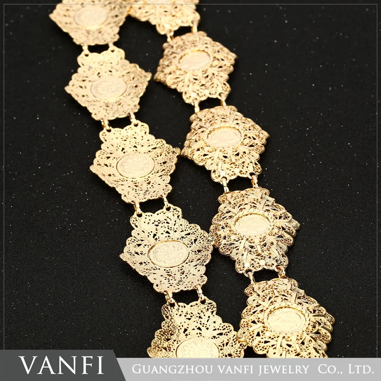 

Vanfi 18k gold plating Adjustable Link Chain fancy women brass Belt