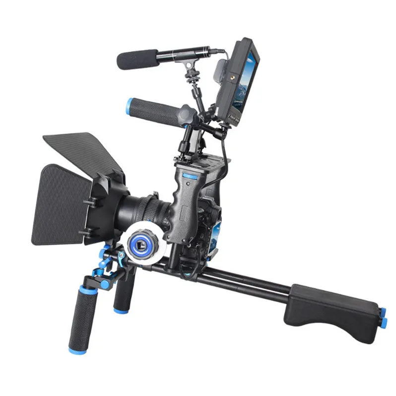 

Rundour Camera cage rig shoulder mount kit with matte box follow focus for canon Nikon DSLR camera