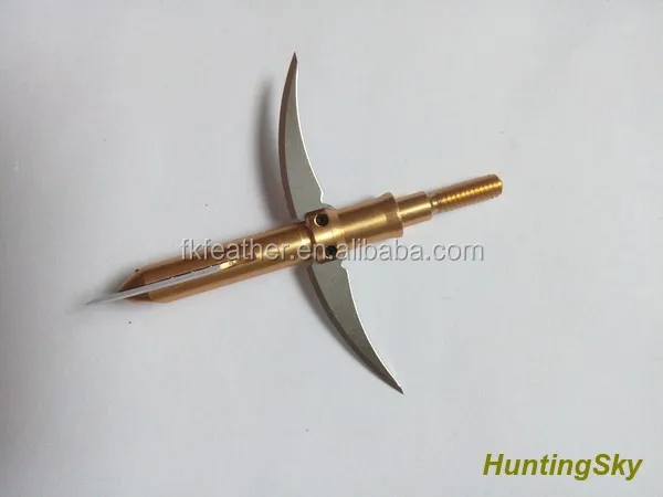 

Hot Sell Archery Expandable Broadheads And Arrow Tip Golden Arrow Heads 100Grain 2 Expandable Blade, Gold