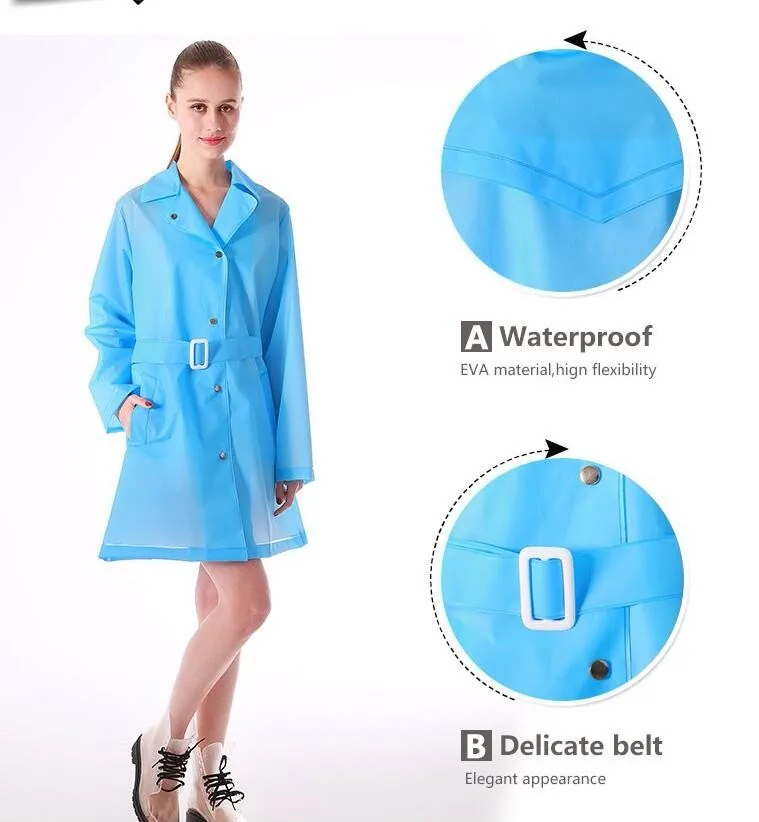 High Quality Fashion With Hat Waterproof Rain Gear Ladies Rain Jackets
