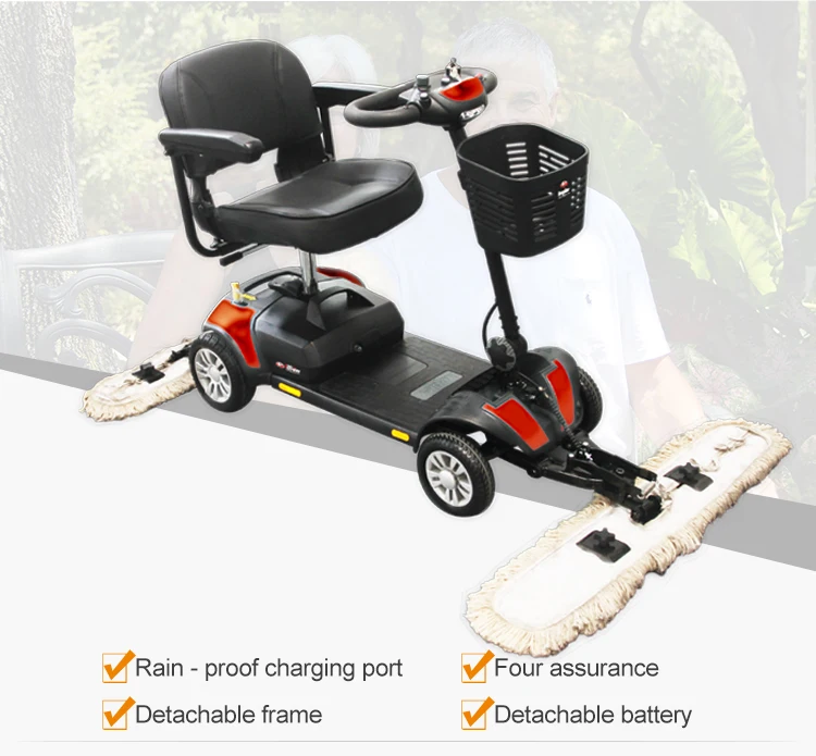 Four Wheels Electric Street Sweeper Cleaning Mobility Scooter with Mop