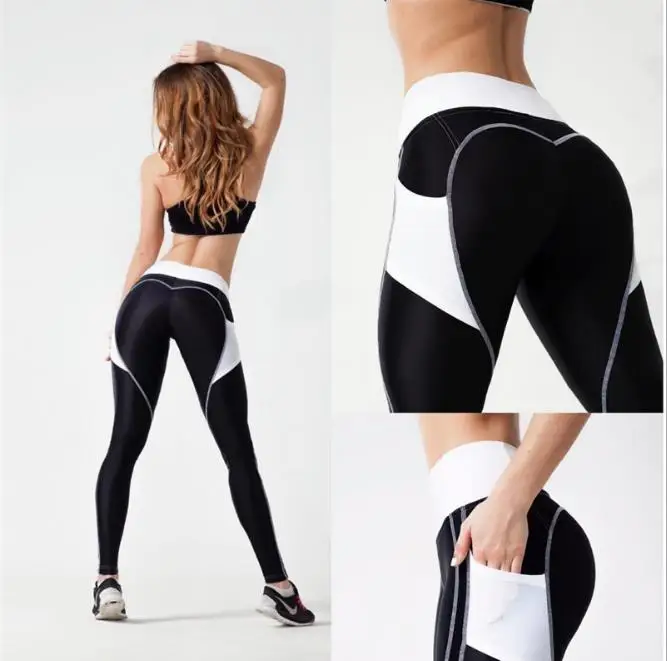 

2018 New Quick-drying Gothic Leggings with Pocket Fashion Ankle-Length sport Legging Fitness Leggings, Blue;black