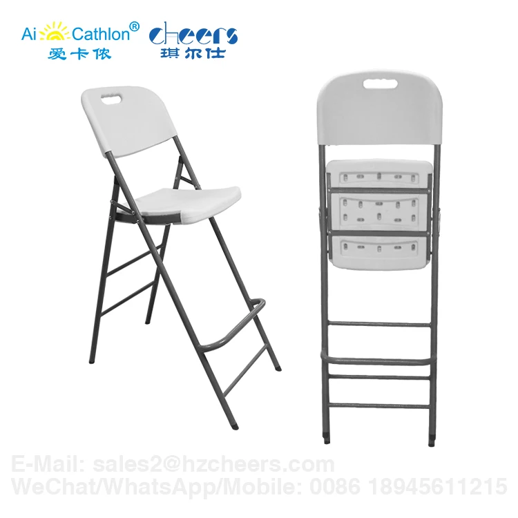Portable Folding Plastic Bistro High Back Chair Outdoor Bar Height
