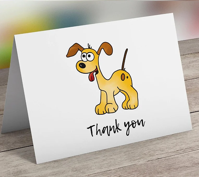 Set Of 100 Assorted 4 Designs Cute Animal Thank You Greeting Cards Bulk ...