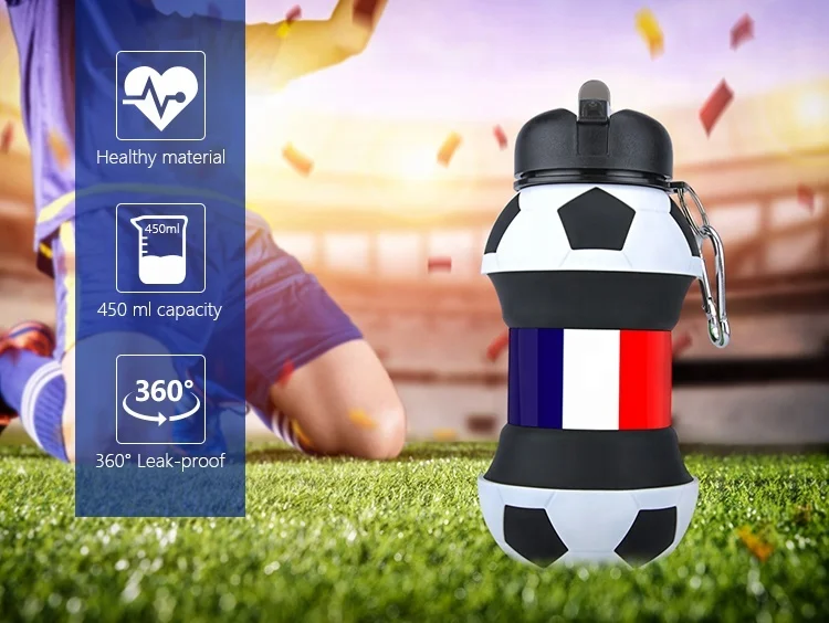 
2020 Amazon Top Silicone Football Collapsible Sport Water Bottle 