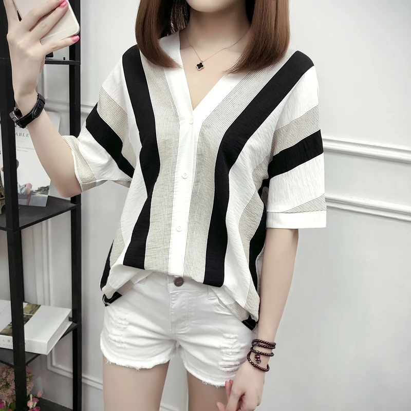 

New Popular European and American Explosions Sexy Short-sleeved Women's Large Size Chiffon Print Shirt, Yellow;black