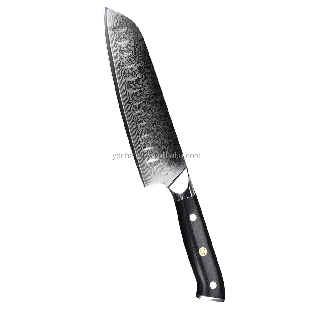 
Japanese damascus kitchen knife set with G-10 handle 
