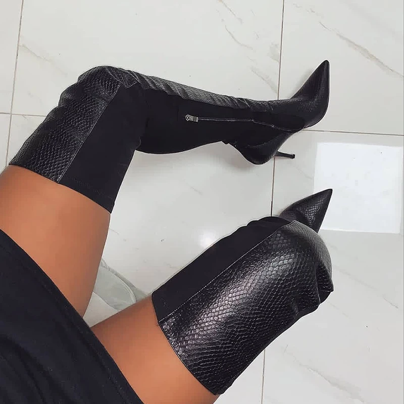 sexy black high heel boots