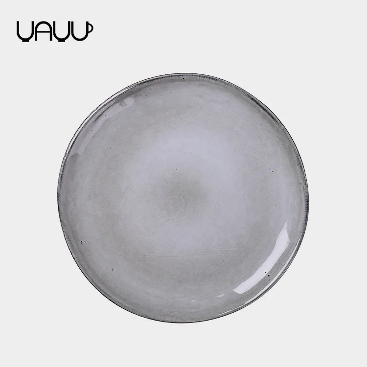 

Wholesale new products round grey rustic fine dining restaurant plates / ceramic dinner plate, Customized