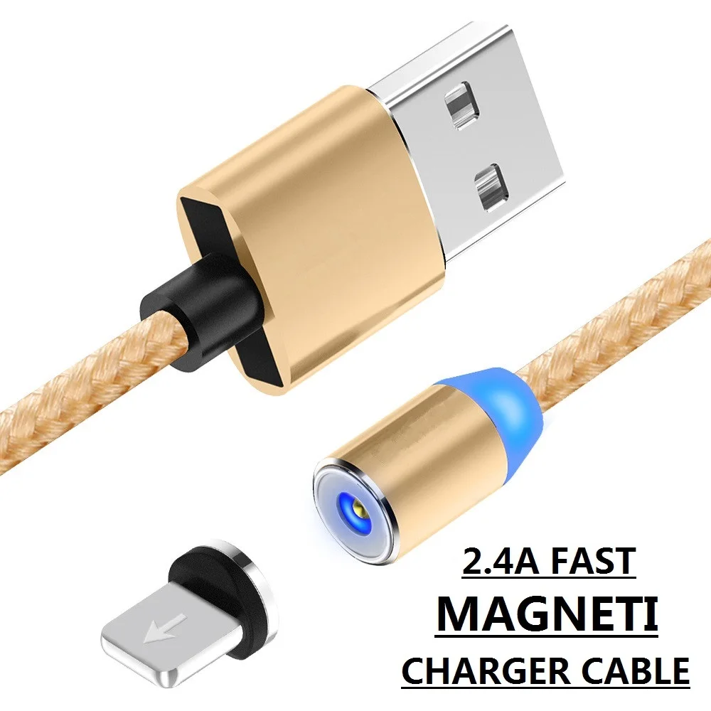 

Free Shipping 2.4A Magnetic Charging USB Cable For iPhone 6 7 8 X XR XS Charger, Silver/golden/red/black/grey
